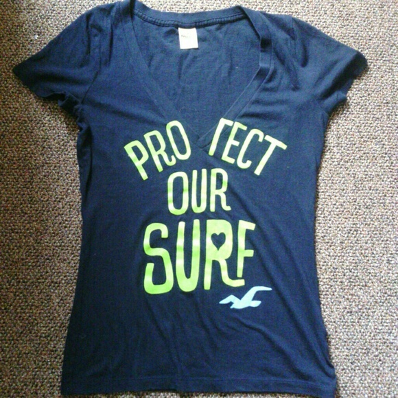 Hollister V neck fitted blue t-shirt