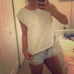 Crochet Floral White Top