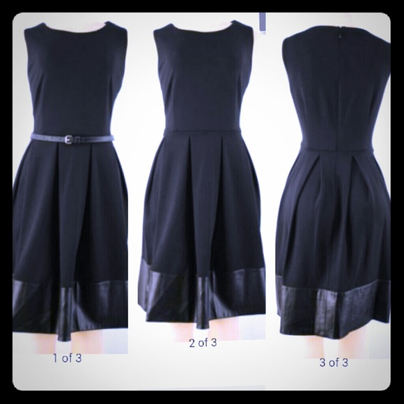 Calvin Klein Dresses & Skirts - 🎉HP 6/20 🎉Black Dress W/faux leather hem