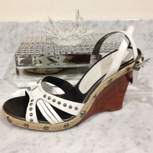 Guess  white studded wedges.