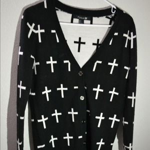 Forever 21 cross print cardigan.