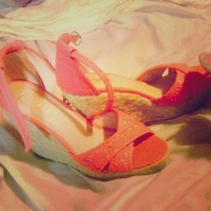 Never worn candies wedges.