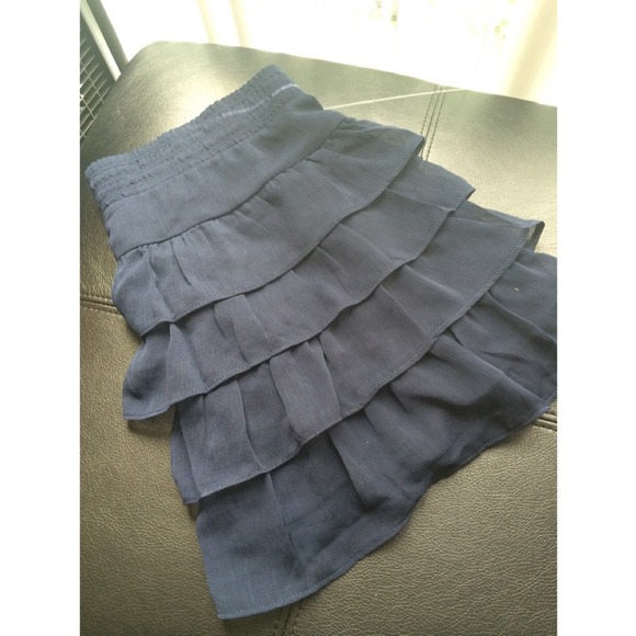 Navy Chiffon Ruffly Skirt