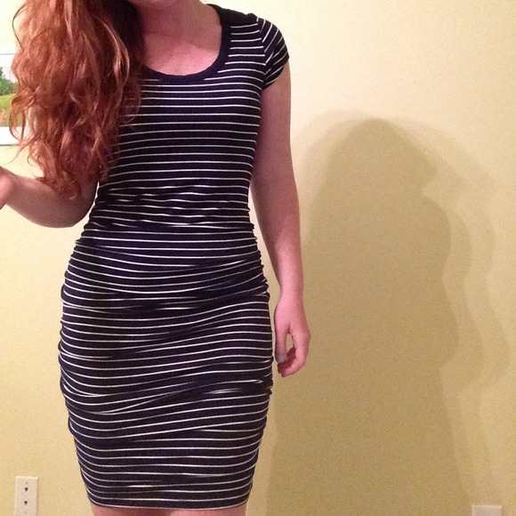 Striped Navy Scoop Neck Dress