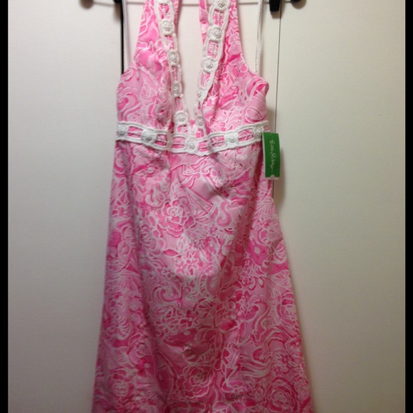 Lily Pulitzer Beaded Silk Lace Halter Size 8