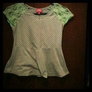 Green and gray lace peplum top!