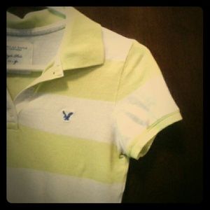 Yellow and white American Eagle Polo