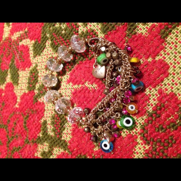 Betsey Johnson evil eye stretch crystal bracelet