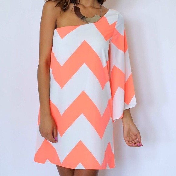 pink owl Dresses & Skirts - Coral chevron dress
