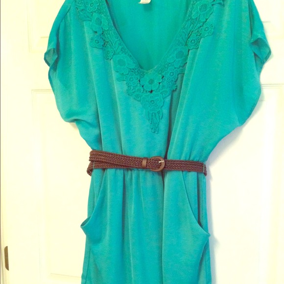 Turquoise belted dress