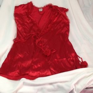 Silky red sexy robe