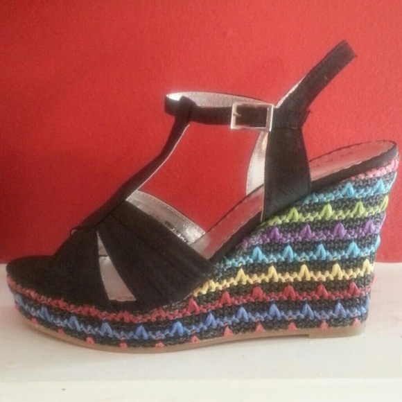 Wedge colorful heels 4.5 in