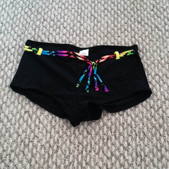Black boyshort styled bathing suit bottoms