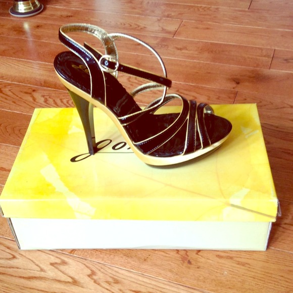 Gold and Black Gomax Heels