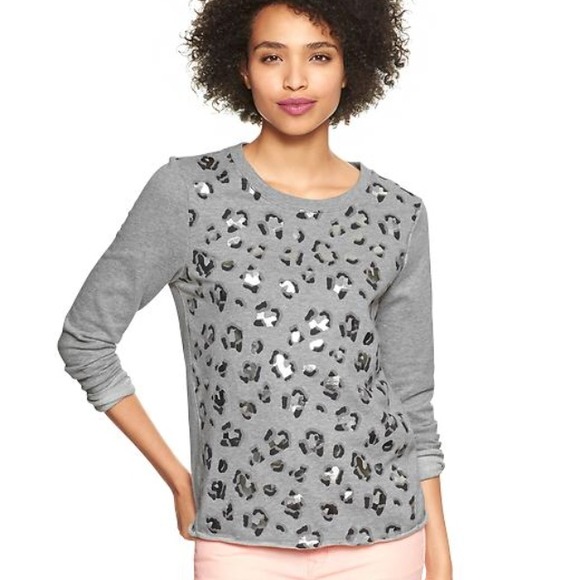 GAP Tops - GAP Metallic leopard pullover-gray