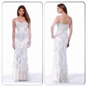 Elegant white and silver gown.