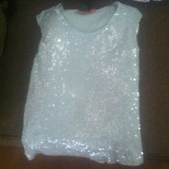 Baby blue sequin blouse