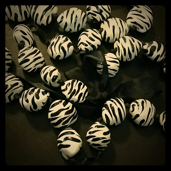 Hand painted zebra necklace