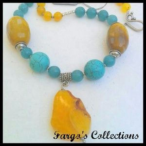 Turquoise, Agate and Jade Necklace