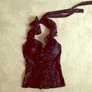 Black ruffle halter top