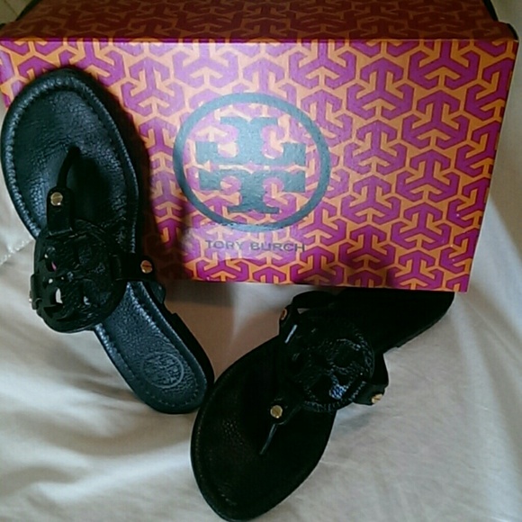 Tory Burch Miller Sandal Black Tumbled Leather