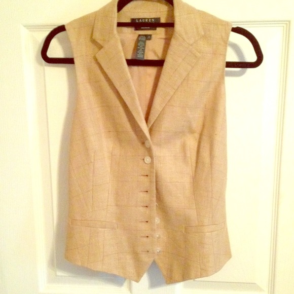 Vintage style Tan Linen Ralph Lauren vest size 2