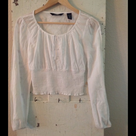 Express Tops - Cropped, white cotton top.  Boho chic!