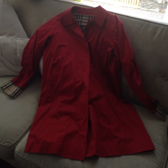 Red Burberry jacket