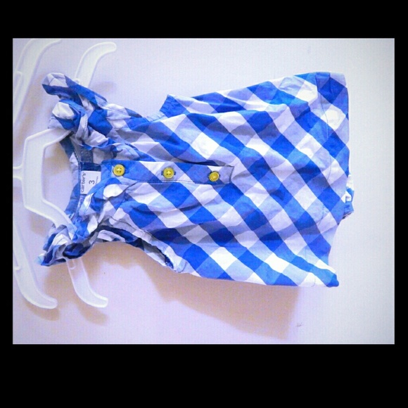 3 month baby girl dress/romper plaid blue & white