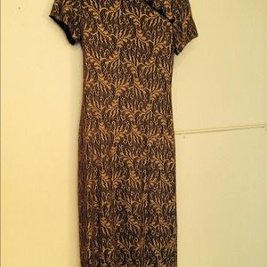 Mandarin gold and black full length dress