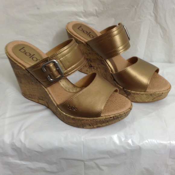 New Price! Never worn - gold wedge sandals!