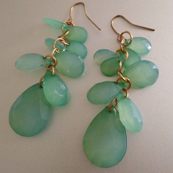 Light green and gold earrings