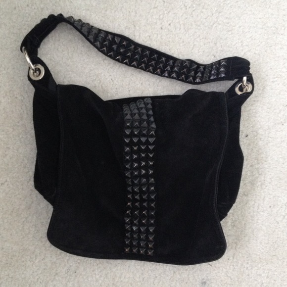 Tylie Malibu black suede studded handbag