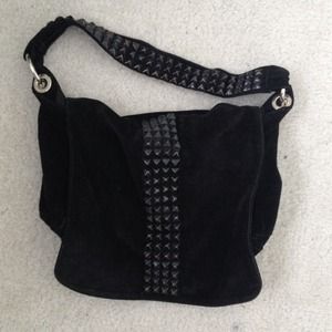 Tylie Malibu black suede studded handbag
