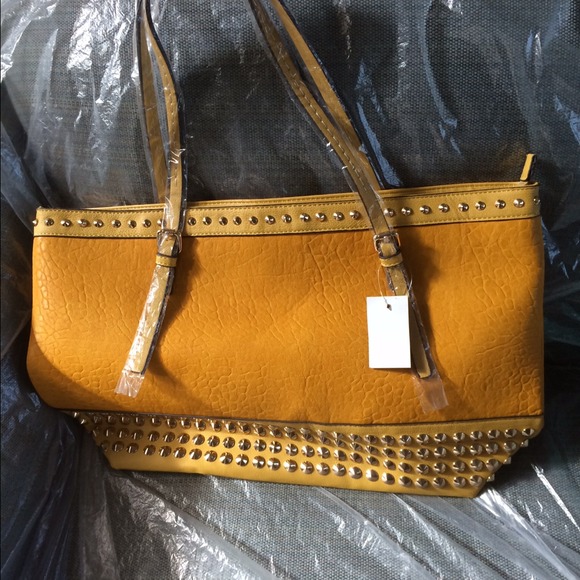 Handbags - Large Gold Studded Tote Handbag!