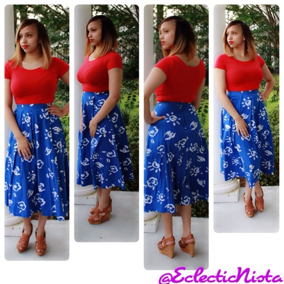 ❌SOLD❌💜 Vintage Blue Summer Midi Skirt