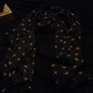 Navy blue and gold star scarf