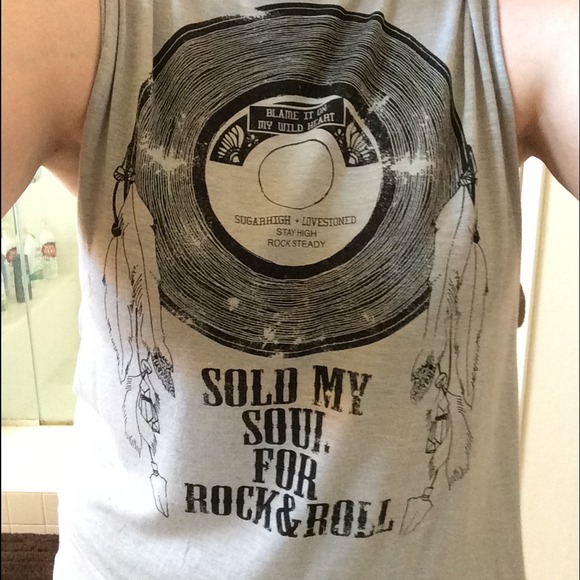 One of a kind oversized tank with fringe back.