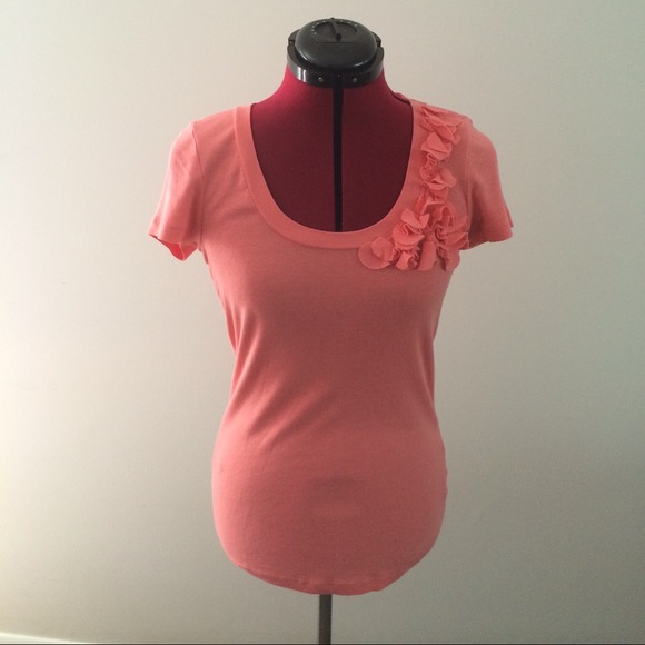 SOLD Coral JCrew T-shirt with Ruffle size Small