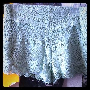 Mint crochet shorts from UO