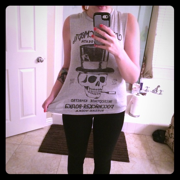 Grey oversized tank top.