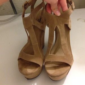 Strappy Tan Wedges