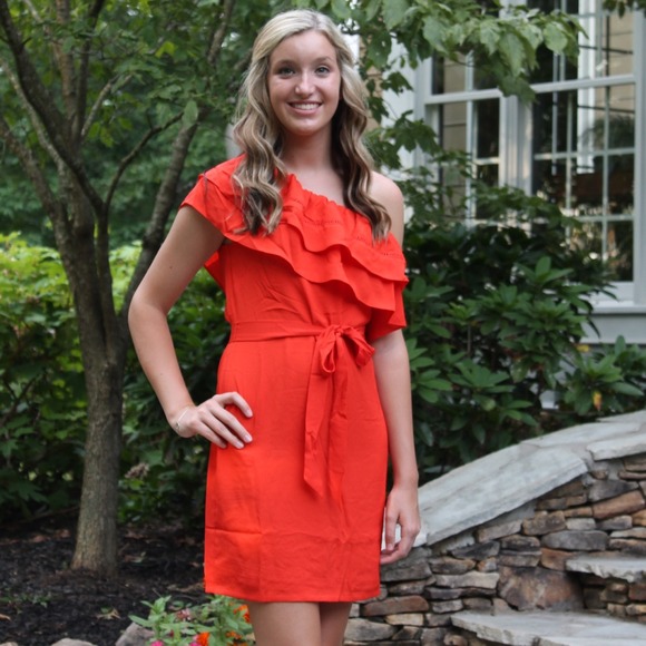 Orange one shoulder dress