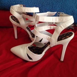 SOLD!!!!!! White strap ankle heels