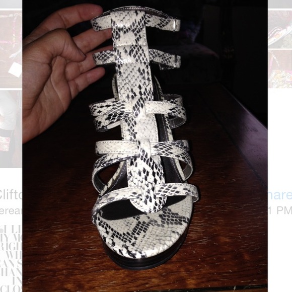 Fergalicious Strappy Heels (Snake Print) Size: 6.5