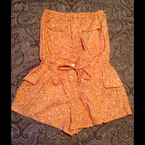 Strapless Floral Romper