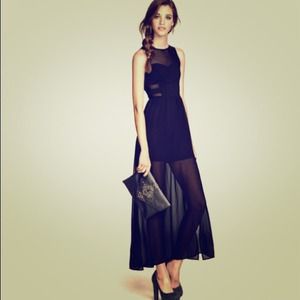 H&M Black Maxi Dress with Mesh Inserts
