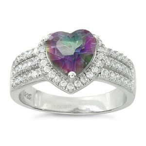 925 Sterling Silver CZ Heart Ring