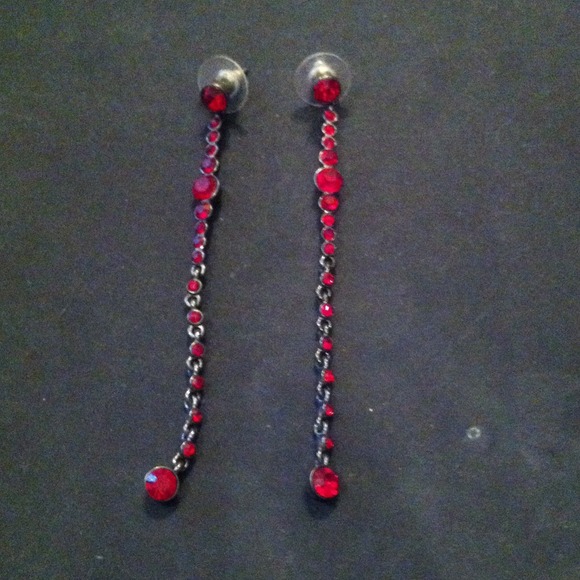 Long red jeweled earrings!