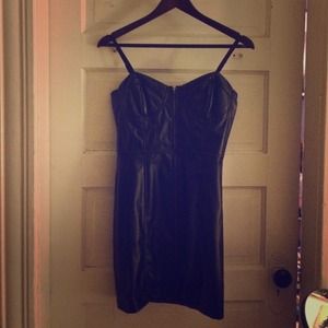 Black pleather dress w/ front zipper top to bottom